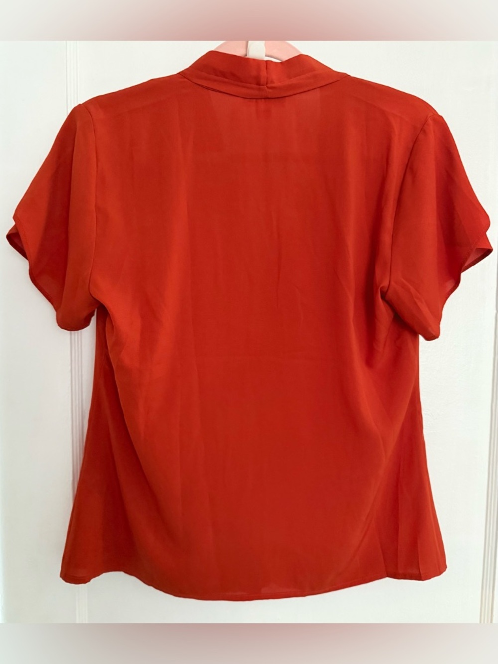 NWOT Calvin Klein Women's Orange Silky Tulip-Sleeve Blouse Medium - Picture 5 of 14